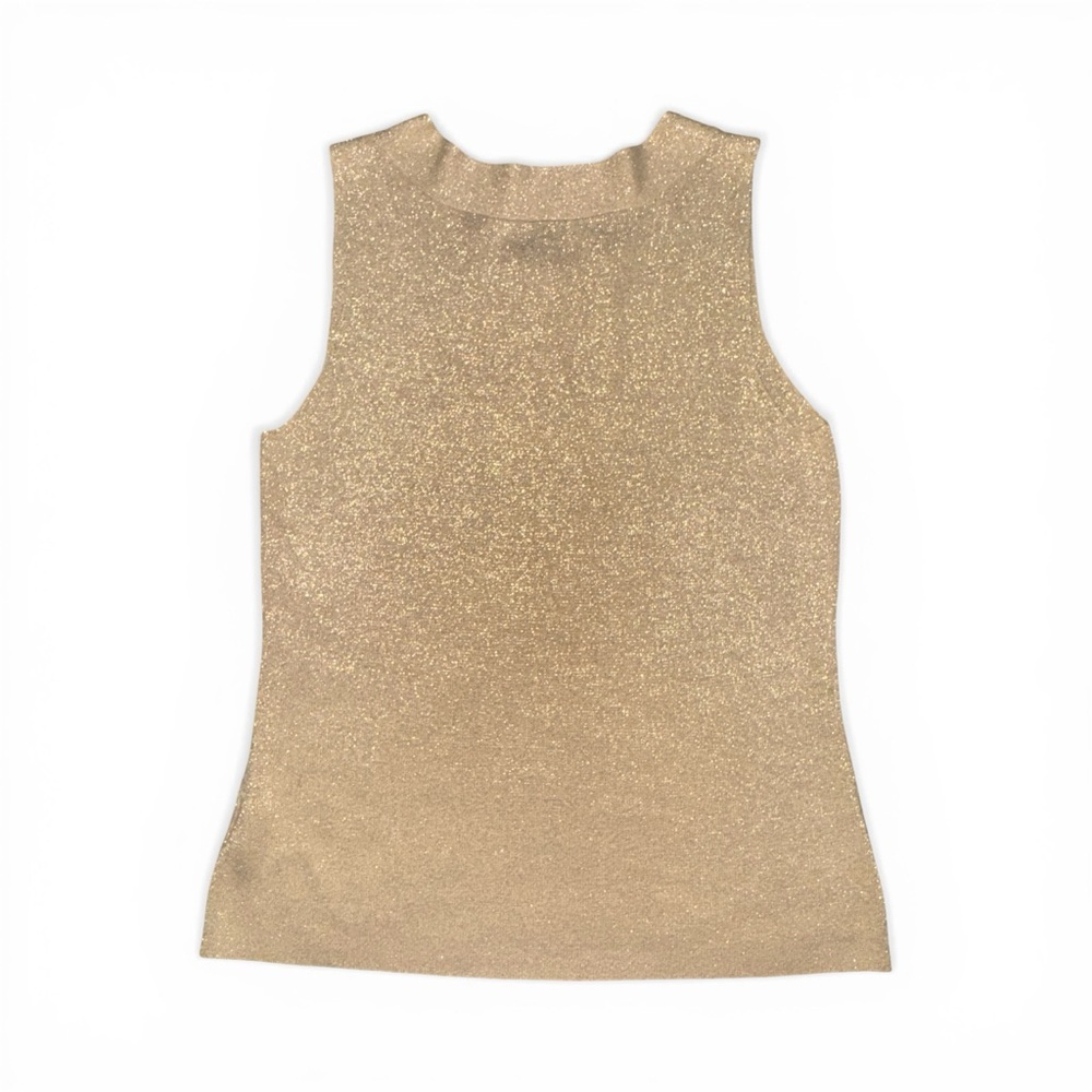 Covington Metallic Gold Tank Top Women’s Medium Evening Golden Shimmer Blouse - Picture 2 of 4